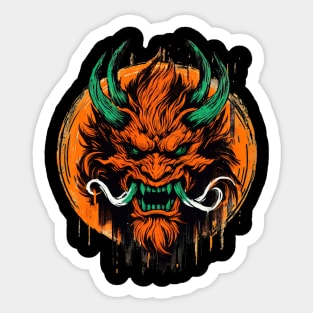 Orange face oni demon Sticker